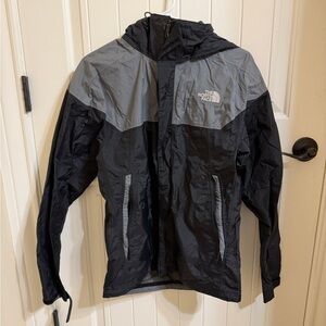 The North Face Black and Gray Raincoat